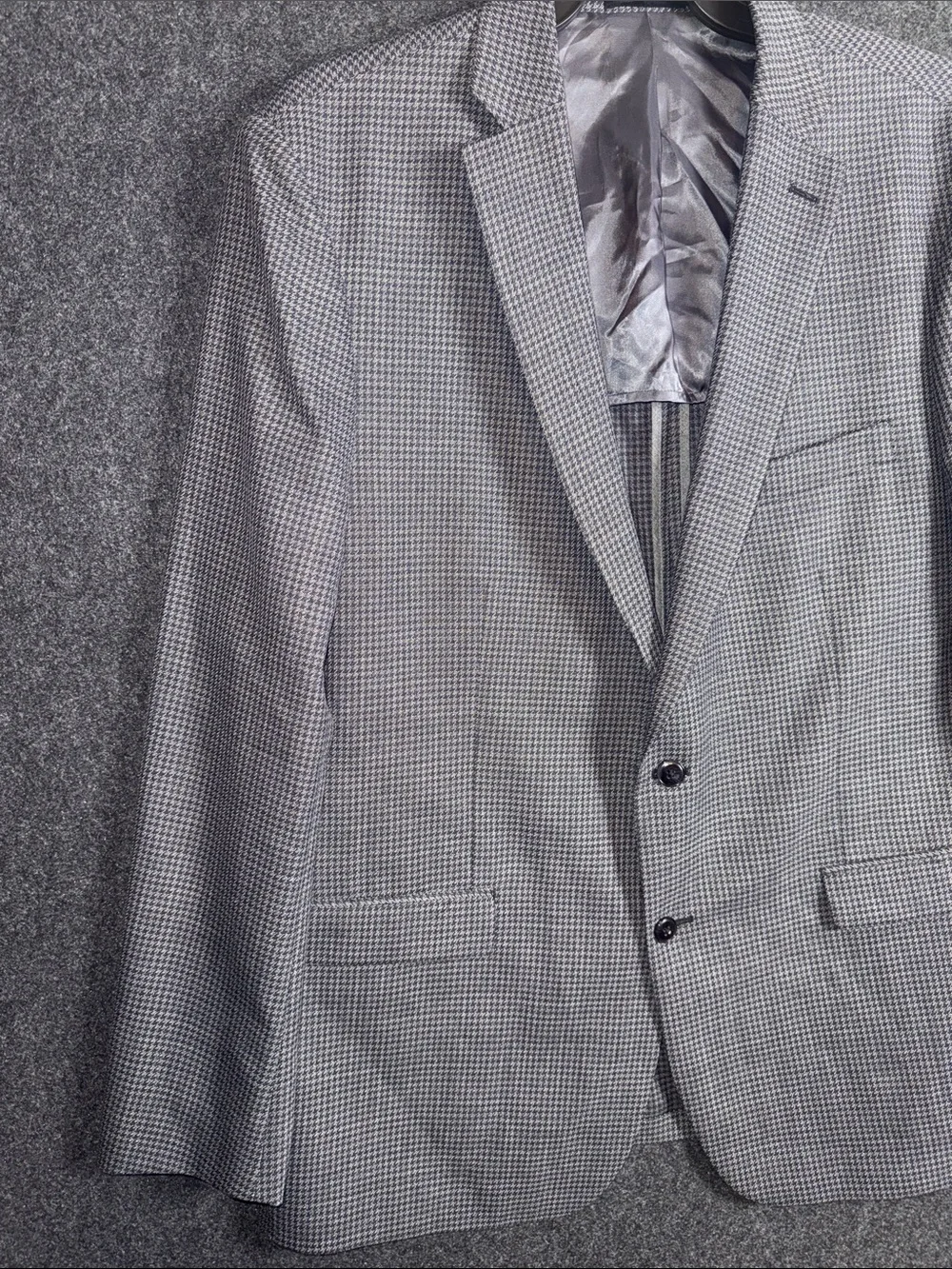 Michael Kors Mens Grey Houndstooth Wool Blend Sport Coat Blazer 48L
